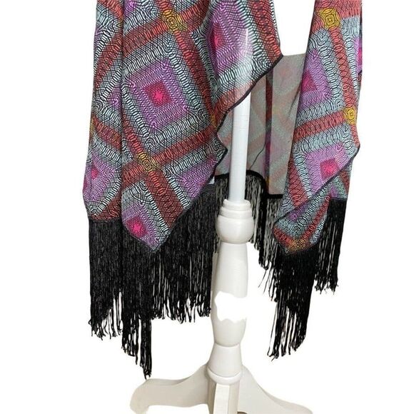 LuLaRoe Monroe Chiffon Fringe Kimono Cardigan Large NEW - Picture 3 of 6